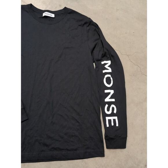 Monse Long Sleeve Shirt Men's L Cotton Spell Out Black - Picture 3 of 7